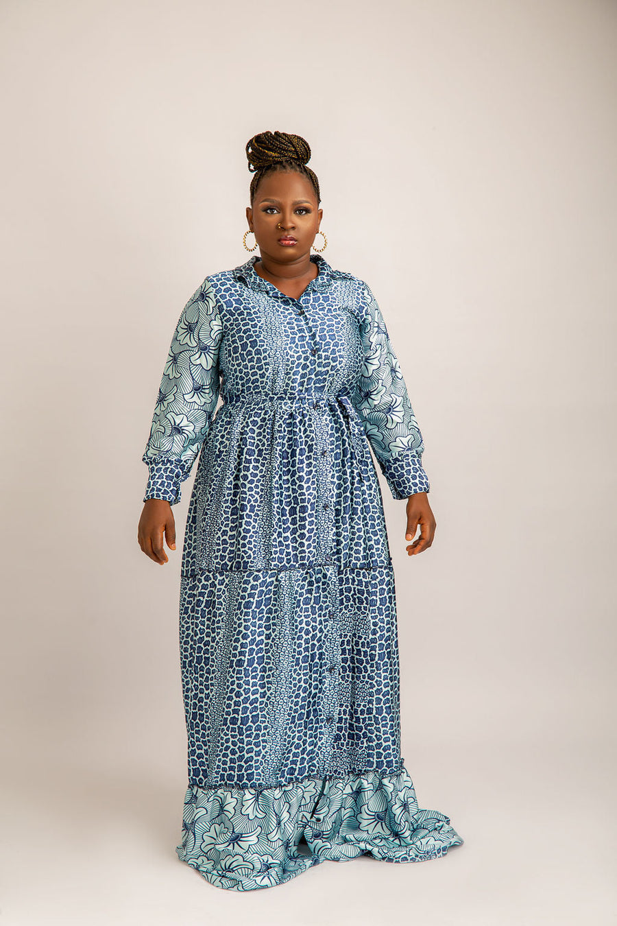 Silk African Maxi Long Dress: Luxurious Elegance for Every Occasion Blue / M Silk African Maxi Long Dress: Luxurious Elegance for Every Occasion Blue / M