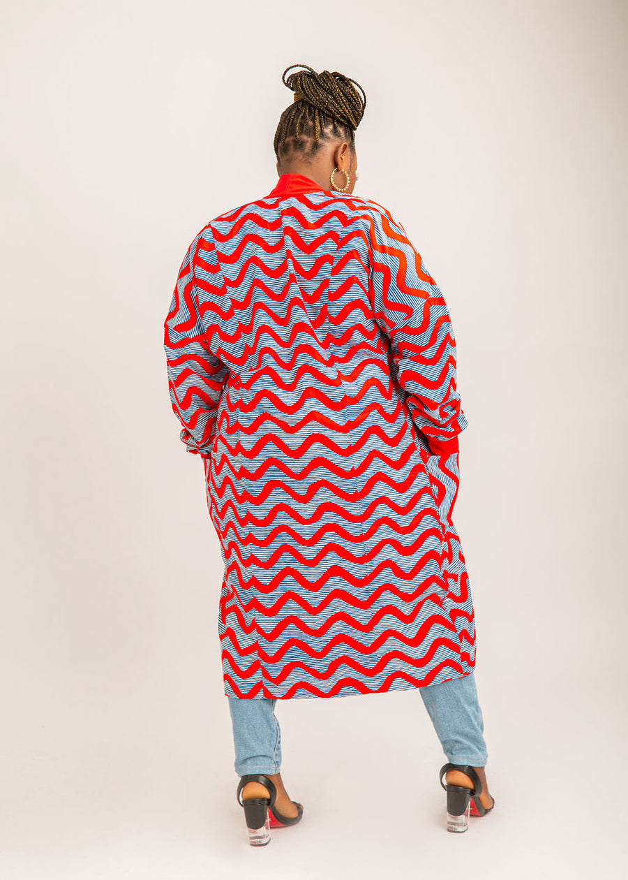 Medy African Print Red Kimono: Bold Style Meets Cultural Elegance