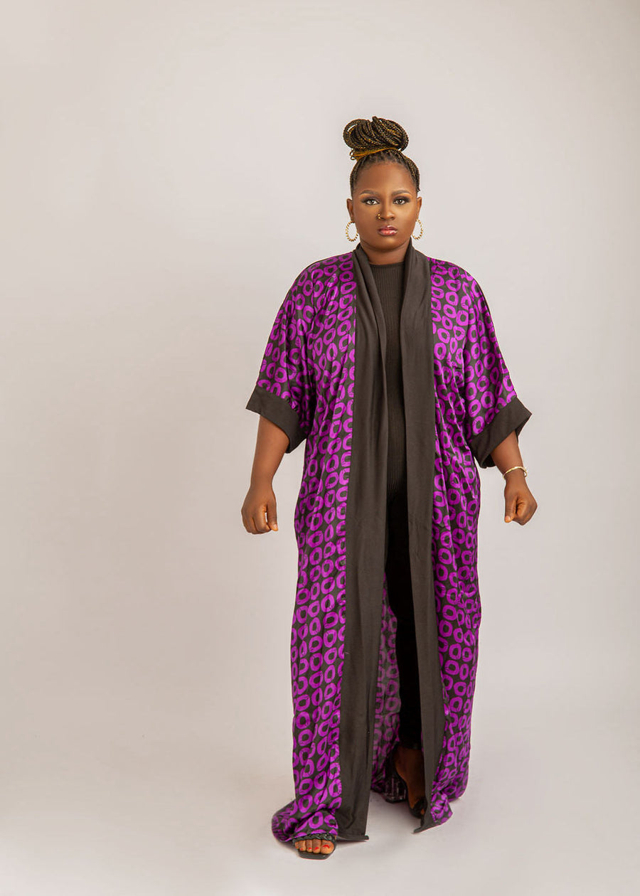 Divine Purple African Silk Kimono: Elegant and Luxurious