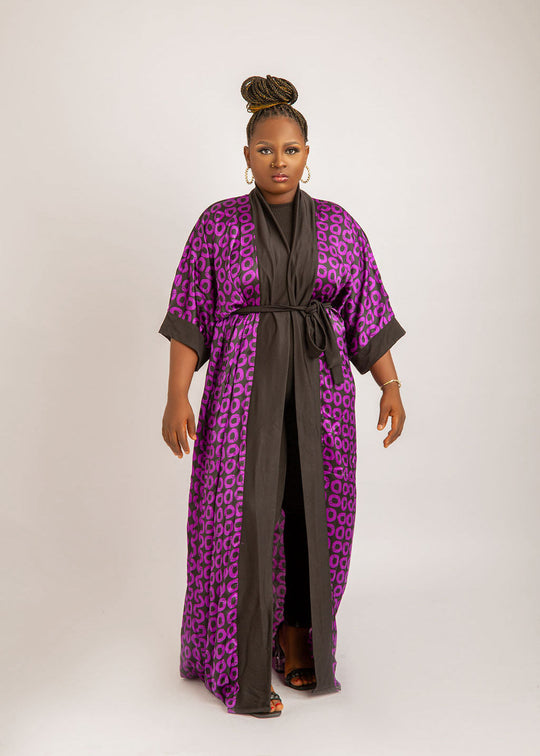 Divine Purple African Silk Kimono: Elegant and Luxurious