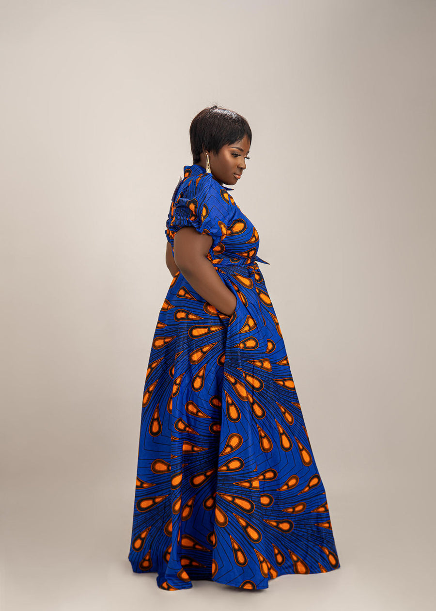 Rosy African Long Dress: Graceful Style with Cultural Flair