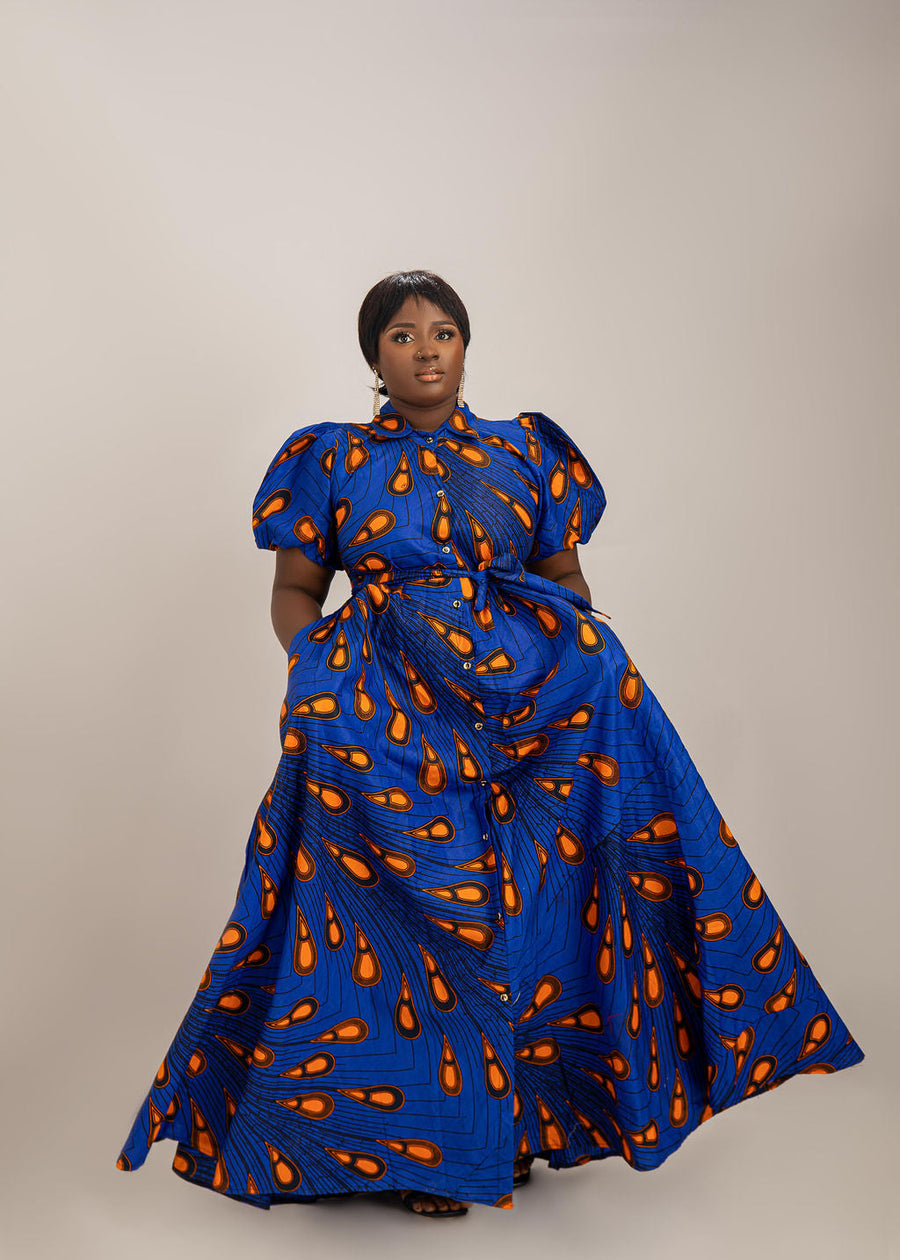 Rosy African Long Dress: Graceful Style with Cultural Flair